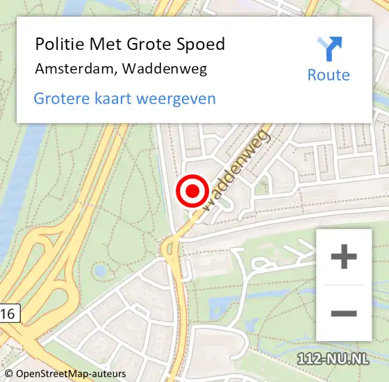 Locatie op kaart van de 112 melding: Politie Met Grote Spoed Naar Amsterdam, Waddenweg op 25 juli 2021 15:03