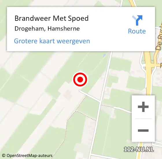 Locatie op kaart van de 112 melding: Brandweer Met Spoed Naar Drogeham, Hamsherne op 25 juli 2021 15:37