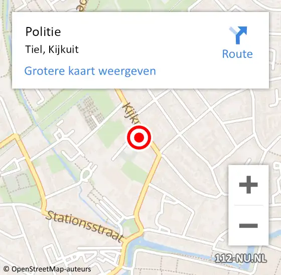 Locatie op kaart van de 112 melding: Politie Tiel, Kijkuit op 25 juli 2021 15:39
