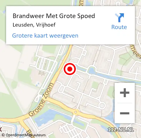 Locatie op kaart van de 112 melding: Brandweer Met Grote Spoed Naar Leusden, Vrijhoef op 25 juli 2021 15:43