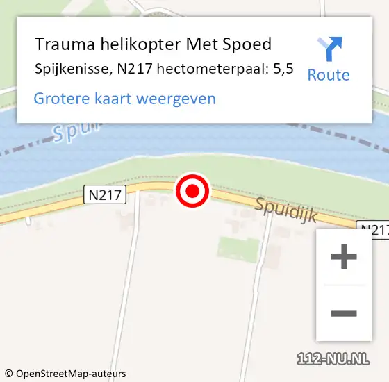 Locatie op kaart van de 112 melding: Trauma helikopter Met Spoed Naar Spijkenisse, N217 hectometerpaal: 5,5 op 25 juli 2021 15:49