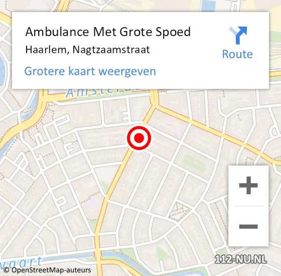 Locatie op kaart van de 112 melding: Ambulance Met Grote Spoed Naar Haarlem, Nagtzaamstraat op 25 juli 2021 15:49