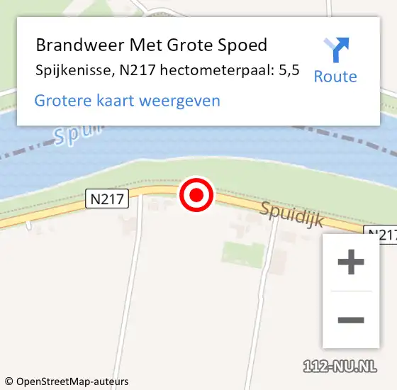 Locatie op kaart van de 112 melding: Brandweer Met Grote Spoed Naar Spijkenisse, N217 hectometerpaal: 5,5 op 25 juli 2021 15:50