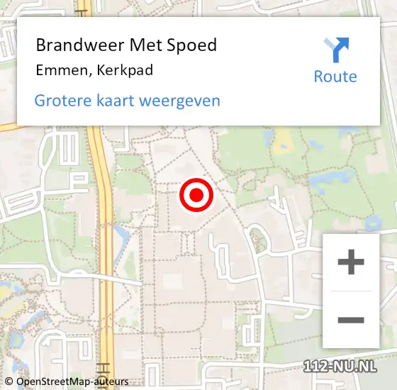 Locatie op kaart van de 112 melding: Brandweer Met Spoed Naar Emmen, Kerkpad op 25 juli 2021 15:52