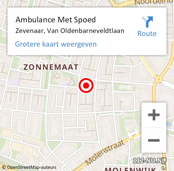 Locatie op kaart van de 112 melding: Ambulance Met Spoed Naar Zevenaar, Van Oldenbarneveldtlaan op 25 juli 2021 15:57