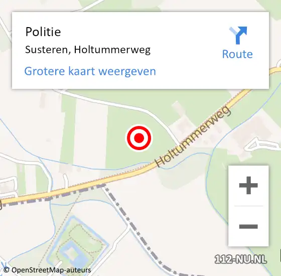 Locatie op kaart van de 112 melding: Politie Susteren, Holtummerweg op 25 juli 2021 15:57