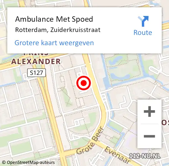 Locatie op kaart van de 112 melding: Ambulance Met Spoed Naar Rotterdam, Zuiderkruisstraat op 25 juli 2021 16:14