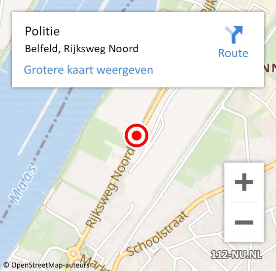 Locatie op kaart van de 112 melding: Politie Belfeld, Rijksweg Noord op 25 juli 2021 16:17