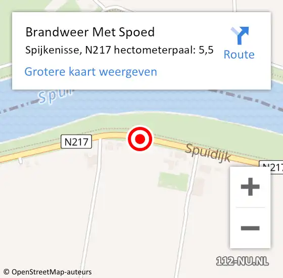 Locatie op kaart van de 112 melding: Brandweer Met Spoed Naar Spijkenisse, N217 hectometerpaal: 5,5 op 25 juli 2021 16:26