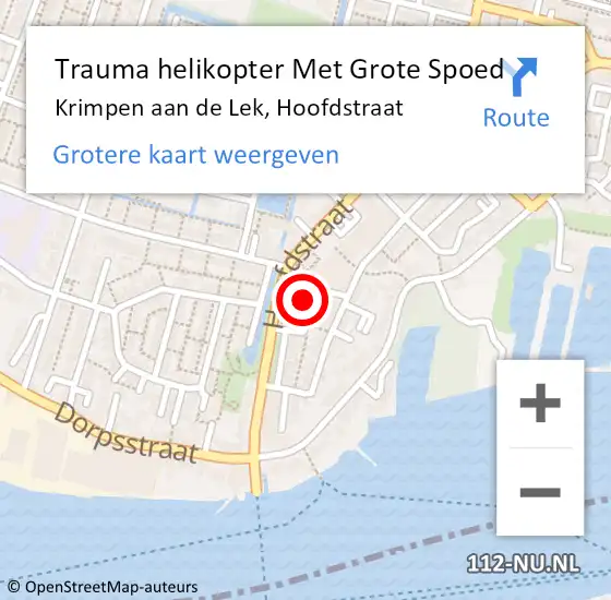 Locatie op kaart van de 112 melding: Trauma helikopter Met Grote Spoed Naar Krimpen aan de Lek, Hoofdstraat op 25 juli 2021 16:50