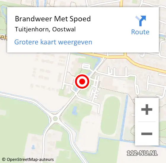 Locatie op kaart van de 112 melding: Brandweer Met Spoed Naar Tuitjenhorn, Oostwal op 25 juli 2021 17:14