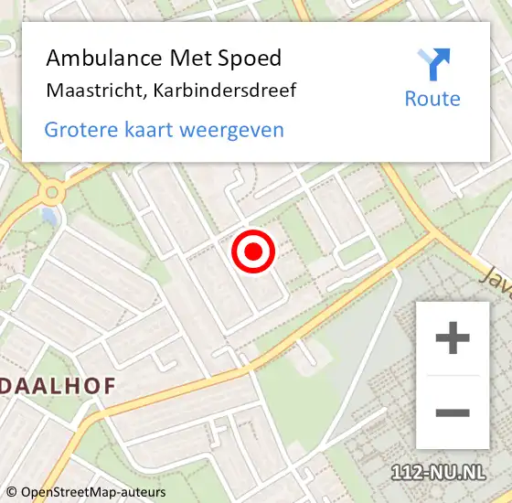 Locatie op kaart van de 112 melding: Ambulance Met Spoed Naar Maastricht, Karbindersdreef op 17 juni 2014 16:30