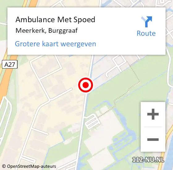 Locatie op kaart van de 112 melding: Ambulance Met Spoed Naar Meerkerk, Burggraaf op 25 juli 2021 17:15