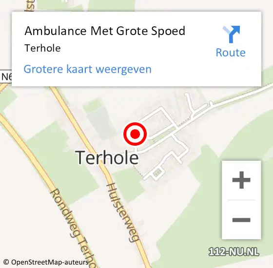 Locatie op kaart van de 112 melding: Ambulance Met Grote Spoed Naar Terhole op 25 juli 2021 17:18