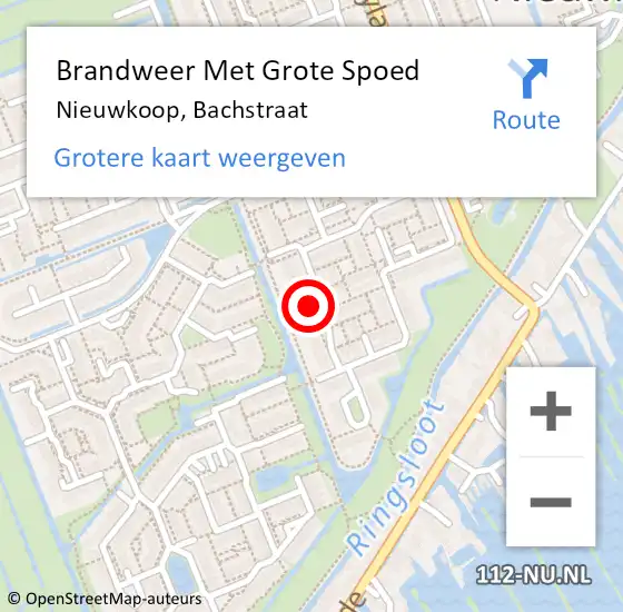 Locatie op kaart van de 112 melding: Brandweer Met Grote Spoed Naar Nieuwkoop, Bachstraat op 25 juli 2021 17:21