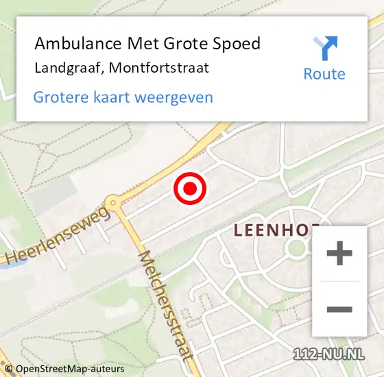 Locatie op kaart van de 112 melding: Ambulance Met Grote Spoed Naar Landgraaf, Montfortstraat op 17 juni 2014 16:33