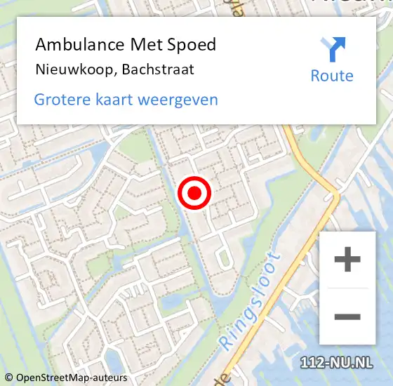 Locatie op kaart van de 112 melding: Ambulance Met Spoed Naar Nieuwkoop, Bachstraat op 25 juli 2021 17:34