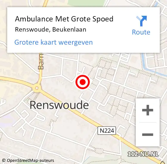 Locatie op kaart van de 112 melding: Ambulance Met Grote Spoed Naar Renswoude, Beukenlaan op 25 juli 2021 17:41