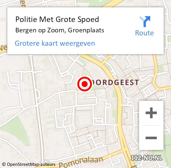 Locatie op kaart van de 112 melding: Politie Met Grote Spoed Naar Bergen op Zoom, Groenplaats op 25 juli 2021 17:42