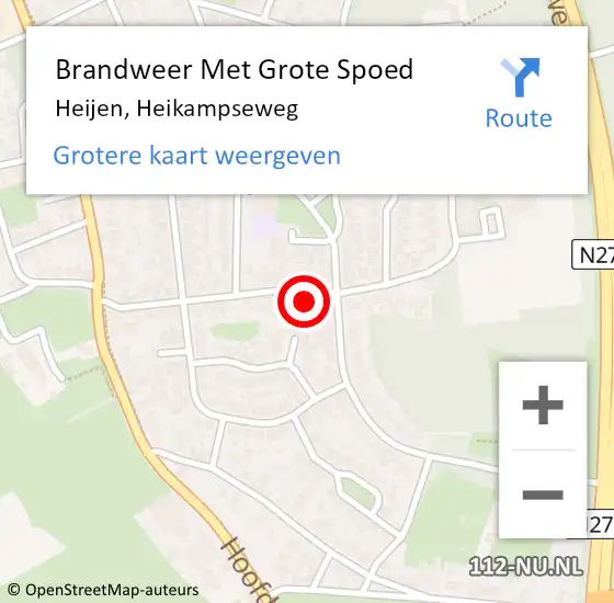 Locatie op kaart van de 112 melding: Brandweer Met Grote Spoed Naar Heijen, Heikampseweg op 25 juli 2021 17:46