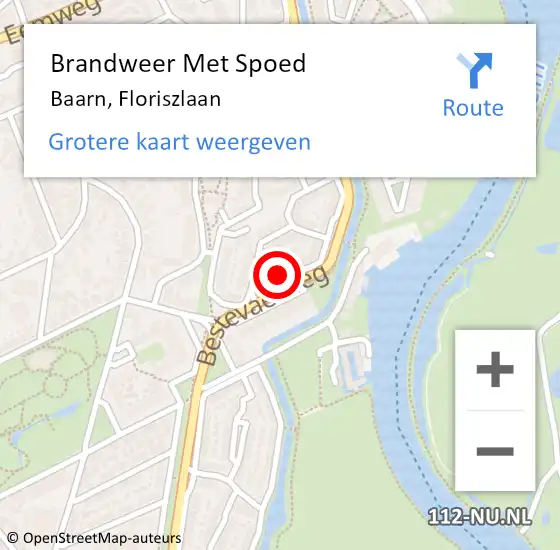 Locatie op kaart van de 112 melding: Brandweer Met Spoed Naar Baarn, Floriszlaan op 25 juli 2021 17:46