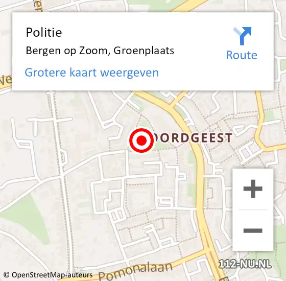 Locatie op kaart van de 112 melding: Politie Bergen op Zoom, Groenplaats op 25 juli 2021 17:49