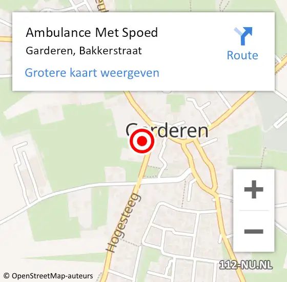 Locatie op kaart van de 112 melding: Ambulance Met Spoed Naar Garderen, Bakkerstraat op 25 juli 2021 18:08