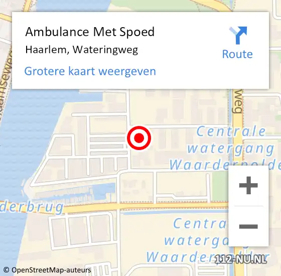 Locatie op kaart van de 112 melding: Ambulance Met Spoed Naar Haarlem, Wateringweg op 25 juli 2021 18:10