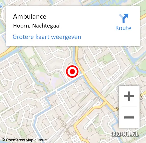 Locatie op kaart van de 112 melding: Ambulance Hoorn, Nachtegaal op 25 juli 2021 18:46