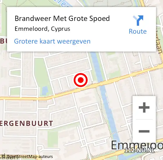 Locatie op kaart van de 112 melding: Brandweer Met Grote Spoed Naar Emmeloord, Cyprus op 25 juli 2021 18:52