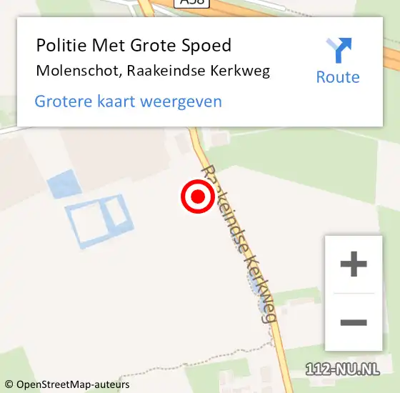 Locatie op kaart van de 112 melding: Politie Met Grote Spoed Naar Molenschot, Raakeindse Kerkweg op 25 juli 2021 19:19