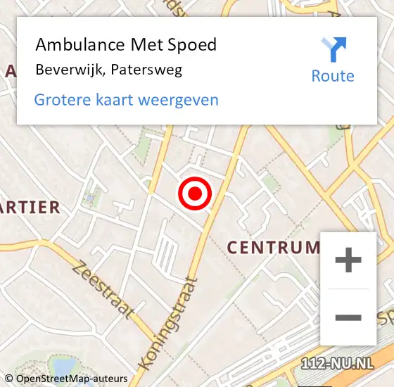 Locatie op kaart van de 112 melding: Ambulance Met Spoed Naar Beverwijk, Patersweg op 25 juli 2021 19:28