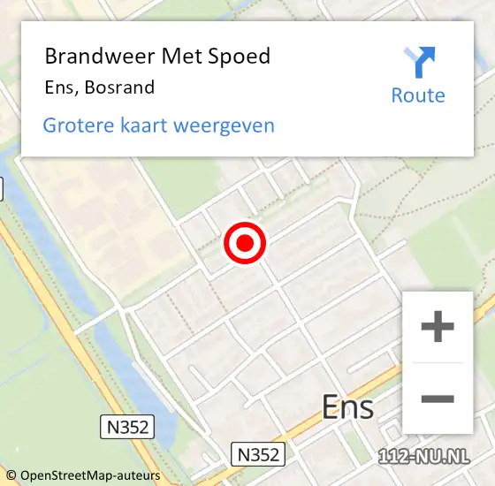 Locatie op kaart van de 112 melding: Brandweer Met Spoed Naar Ens, Bosrand op 25 juli 2021 19:58