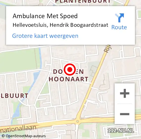 Locatie op kaart van de 112 melding: Ambulance Met Spoed Naar Hellevoetsluis, Hendrik Boogaardstraat op 25 juli 2021 20:03
