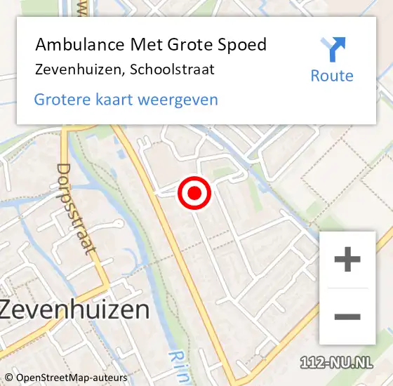 Locatie op kaart van de 112 melding: Ambulance Met Grote Spoed Naar Zevenhuizen, Schoolstraat op 25 juli 2021 20:03