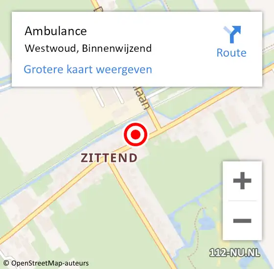 Locatie op kaart van de 112 melding: Ambulance Westwoud, Binnenwijzend op 25 juli 2021 20:11