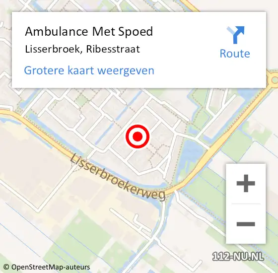 Locatie op kaart van de 112 melding: Ambulance Met Spoed Naar Lisserbroek, Ribesstraat op 25 juli 2021 20:11