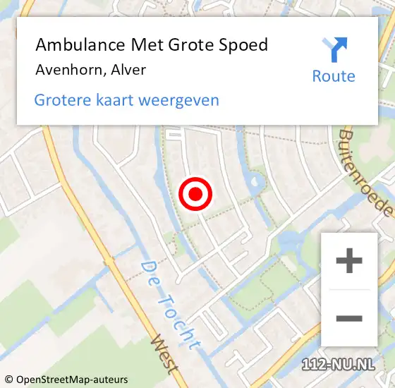 Locatie op kaart van de 112 melding: Ambulance Met Grote Spoed Naar Avenhorn, Alver op 25 juli 2021 20:39