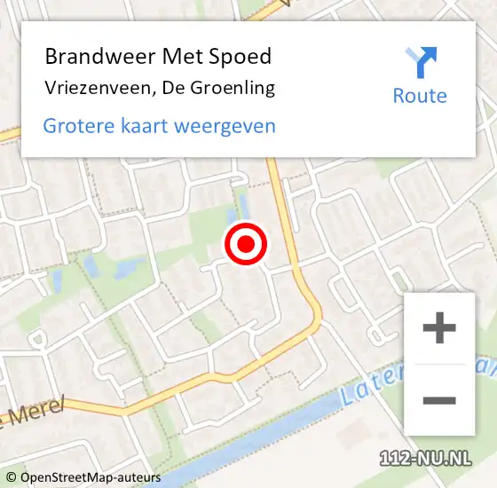 Locatie op kaart van de 112 melding: Brandweer Met Spoed Naar Vriezenveen, De Groenling op 25 juli 2021 20:42