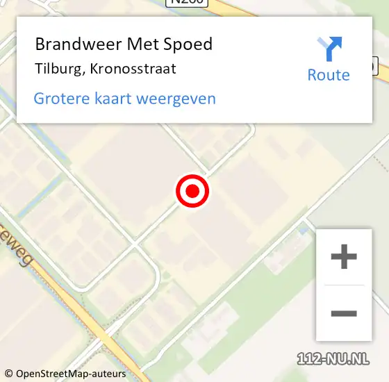 Locatie op kaart van de 112 melding: Brandweer Met Spoed Naar Tilburg, Kronosstraat op 25 juli 2021 20:54