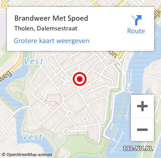 Locatie op kaart van de 112 melding: Brandweer Met Spoed Naar Tholen, Dalemsestraat op 25 juli 2021 20:57