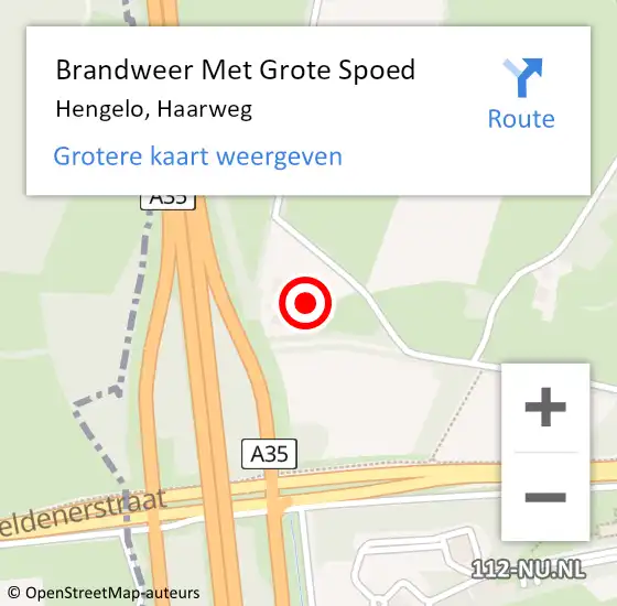 Locatie op kaart van de 112 melding: Brandweer Met Grote Spoed Naar Hengelo, Haarweg op 25 juli 2021 20:59