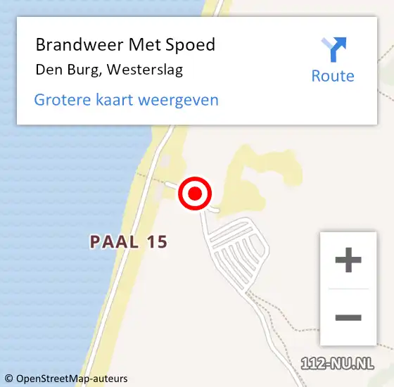 Locatie op kaart van de 112 melding: Brandweer Met Spoed Naar Den Burg, Westerslag op 25 juli 2021 21:18