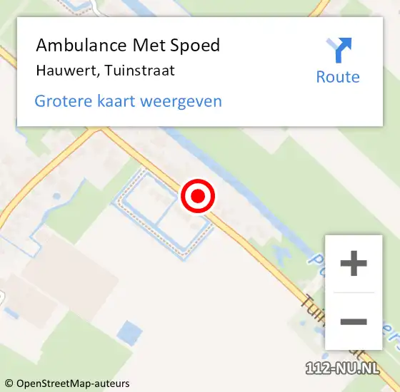 Locatie op kaart van de 112 melding: Ambulance Met Spoed Naar Hauwert, Tuinstraat op 25 juli 2021 21:22