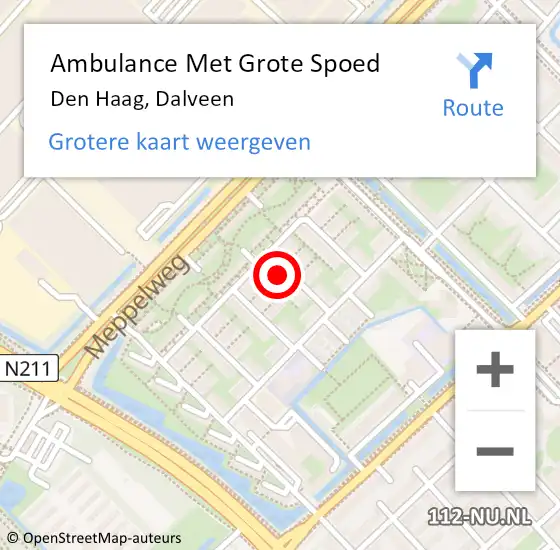 Locatie op kaart van de 112 melding: Ambulance Met Grote Spoed Naar Den Haag, Dalveen op 25 juli 2021 22:15