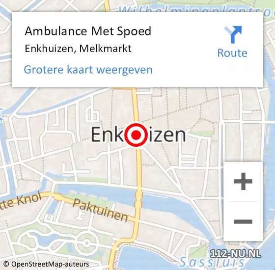 Locatie op kaart van de 112 melding: Ambulance Met Spoed Naar Enkhuizen, Melkmarkt op 25 juli 2021 22:19