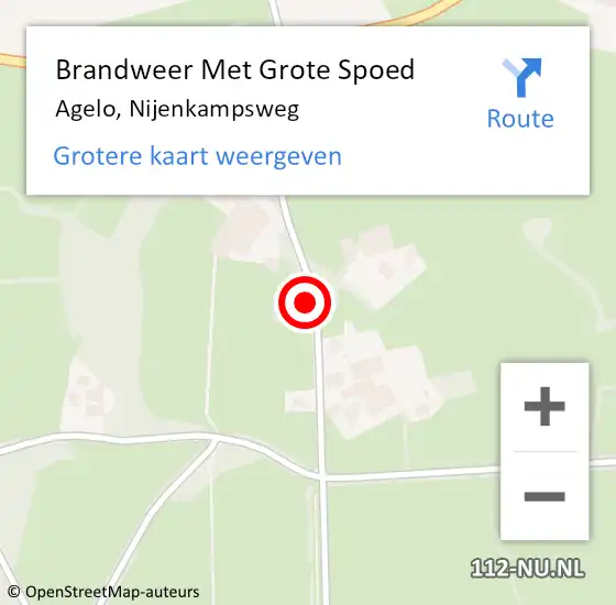 Locatie op kaart van de 112 melding: Brandweer Met Grote Spoed Naar Agelo, Nijenkampsweg op 25 juli 2021 22:47