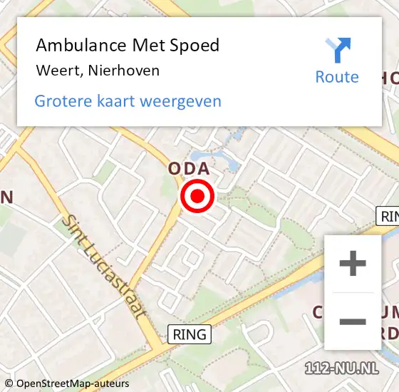 Locatie op kaart van de 112 melding: Ambulance Met Spoed Naar Weert, Nierhoven op 17 juni 2014 17:05