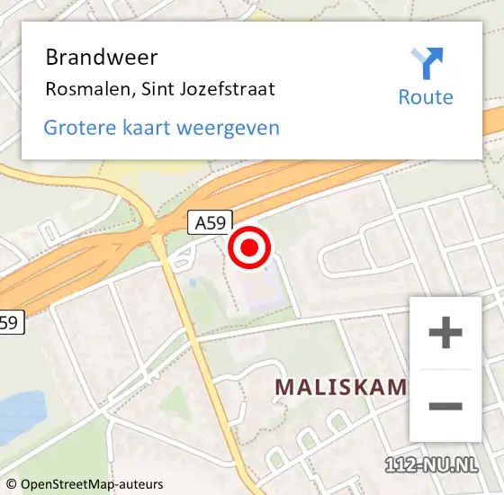 Locatie op kaart van de 112 melding: Brandweer Rosmalen, Sint Jozefstraat op 17 juni 2014 17:09