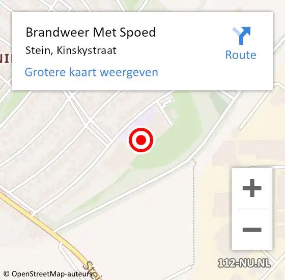 Locatie op kaart van de 112 melding: Brandweer Met Spoed Naar Stein, Kinskystraat op 26 juli 2021 00:32